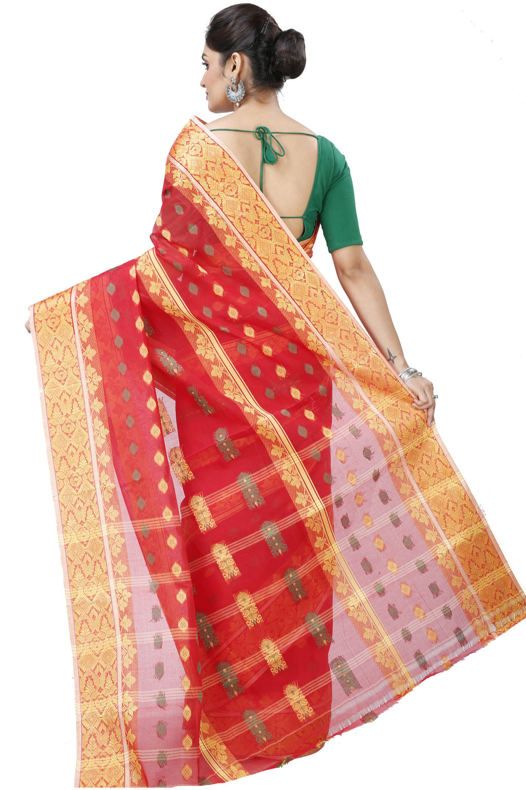 Red Pure Cotton Ghusoon Tant Saree (948)